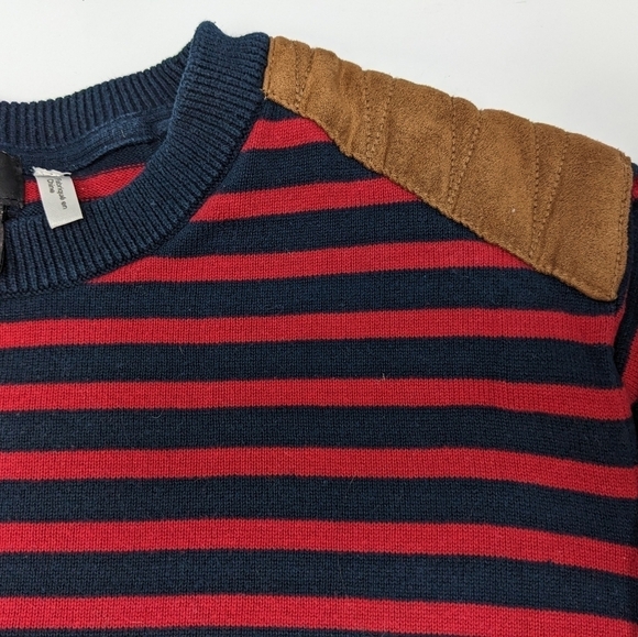 H&M women's navy and red striped crewneck sailor sweater size M - Picture 4 of 10